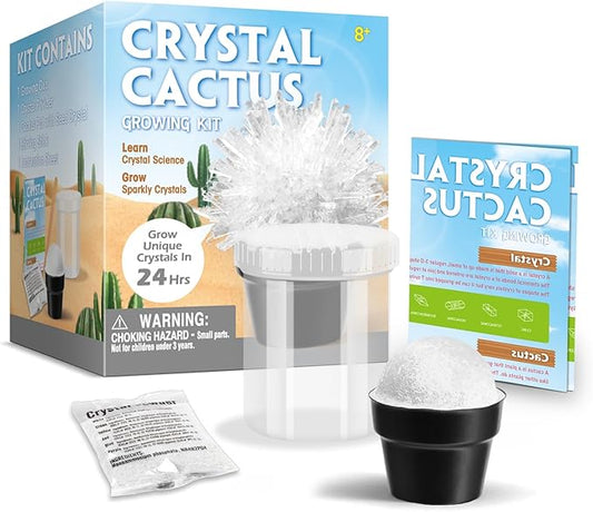 Crystal Growing Kit for Kids, Cactus-White DIY Crystal Science Experiment Set, Grow Your Own Crystals, STEM Educational Chemistry Kit for Boys & Girls Ages 6-12, Fun Science Lab Gift for Kids
