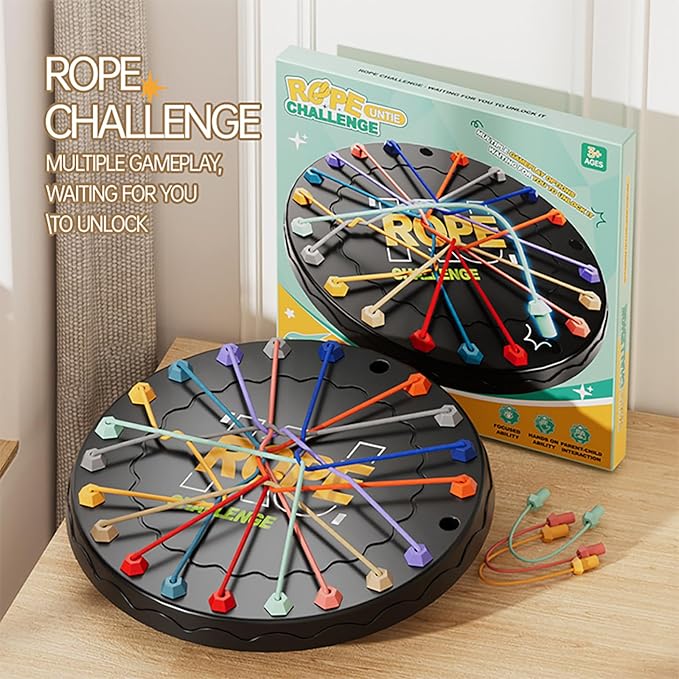 Rope Untangling Puzzle Game, Educational Strategy Board Game for Kids & Adults, Family Travel Party Games with Multi-Level Challenges, Gifts for All Ages(Large)