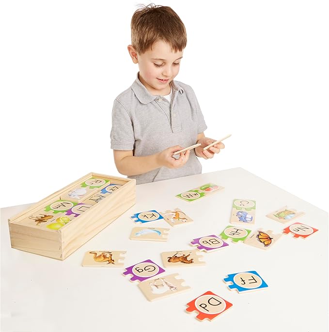 Melissa & Doug Self-Correcting Alphabet Wooden Puzzles with Storage Box (52 pcs) ABC Puzzles, Wooden Alphabet Puzzle for Kids Ages 4+