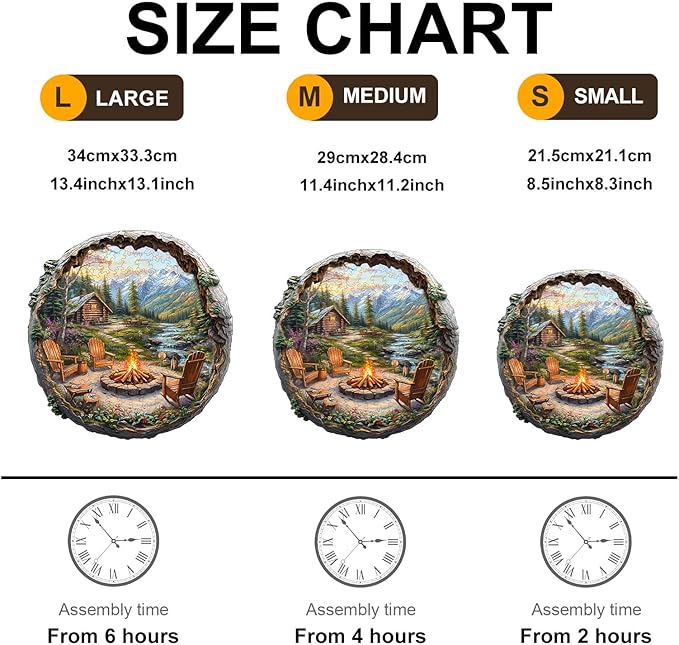 Wooden Puzzles for Adults - 3D Outdoor Bonfire Wooden Puzzle - Unique Animal Shape Wood Cut Puzzles - Eco-Friendly Home Office Decor (S-8.5 * 8.3in)