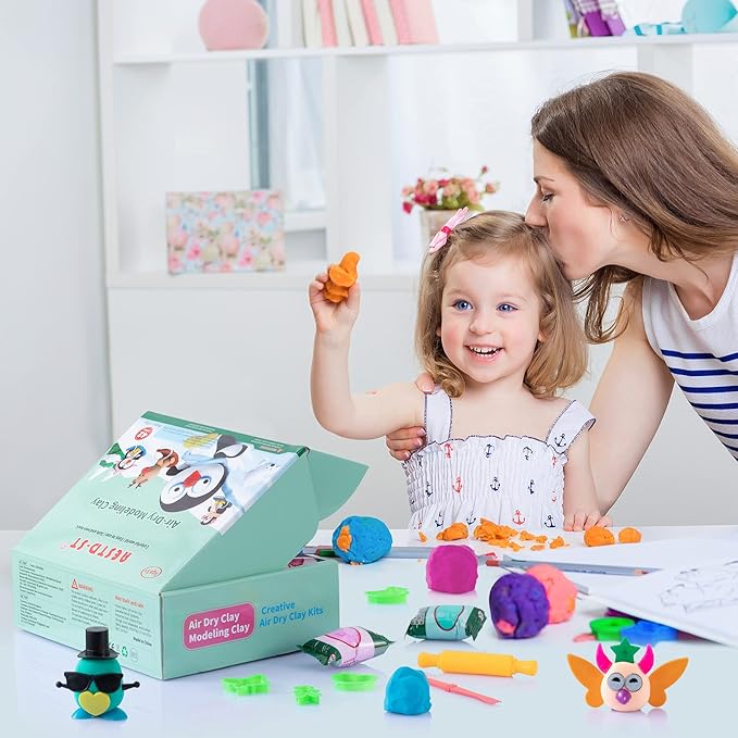 Air Dry Clay 42 Colors, Modeling Clay for Kids, DIY Model Magic Clay, Molding Clay Kit with Sculpting Tools, Non-Sticky Soft and Super Light, Arts and Crafts Gift for Boys Girls Kids
