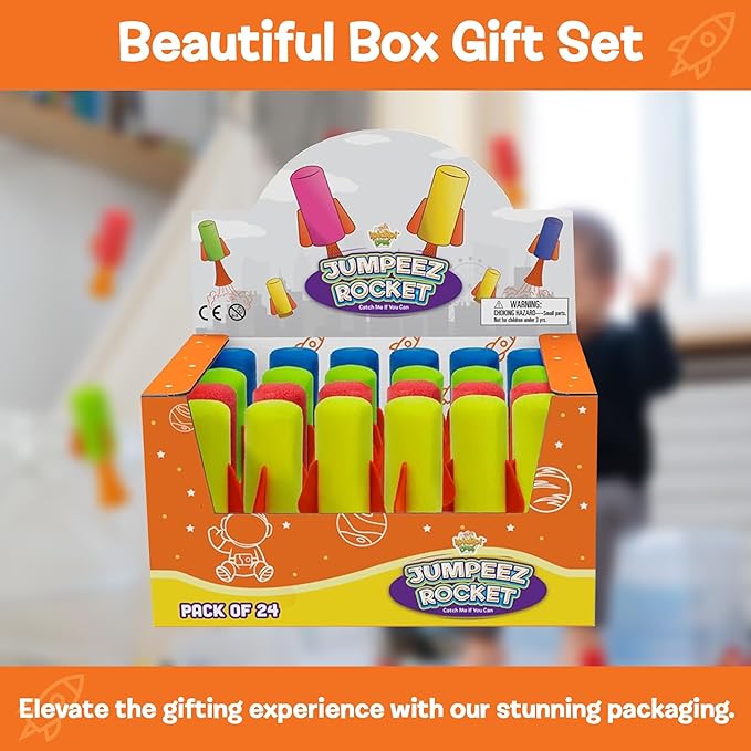 IPIDIPI TOYS Jumpeez Jumping Rocket Poppers – 24-Pack Spring Launcher Toys for Kids – Ideal Birthday Party Favors, Goodie Bag Stuffers, School Prizes, Classroom Rewards for Boys & Girls