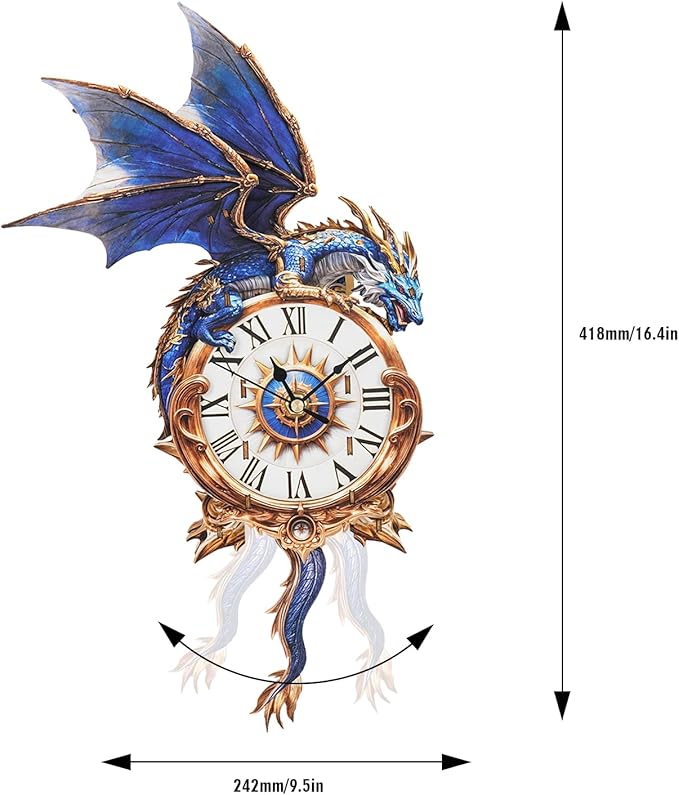 Cutywood 3D Puzzles for Adults Clock-Blue Dragon Design Model Kit-Mechanical DIY Pendulum Clock with Roman Numerals-Desk Home Office Decor Personalized Gift for DIY Lovers