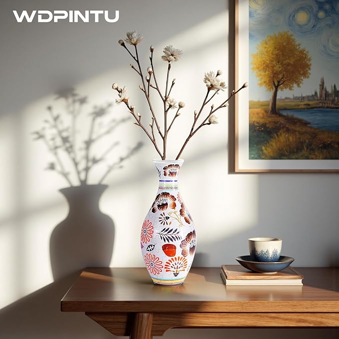 3D Puzzle Vase with Wheat Field Landscape, 160 Pieces DIY Decorative Vase for Home Decor & Gift