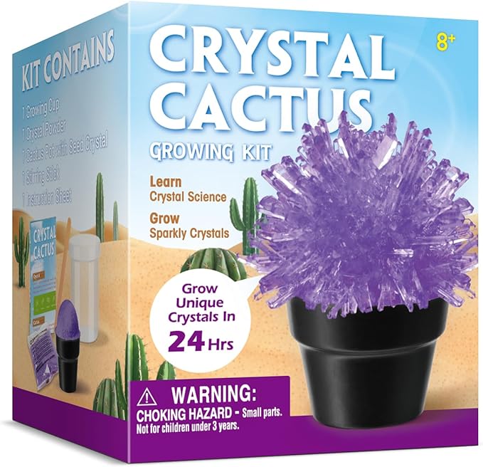 Crystal Growing Kit for Kids, Cactus-Purple DIY Crystal Science Experiment Set, Grow Your Own Crystals, STEM Educational Chemistry Kit for Boys & Girls Ages 6-12, Fun Science Lab Gift for Kids