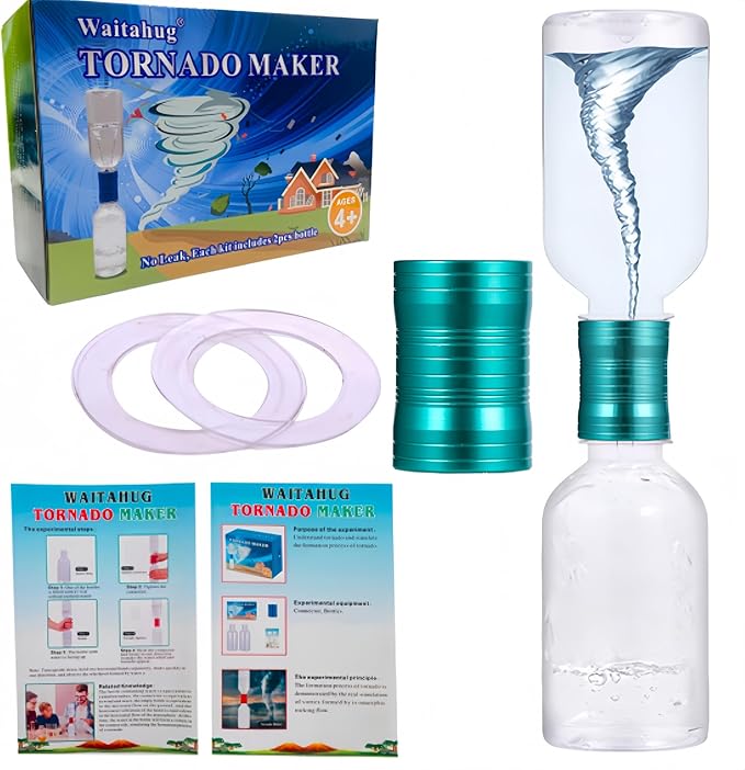 Tornado Maker, Weather Toys, Ultra-Light Aluminum Connecting Tube, Including 2 Empty Bottles, Watertight Tornado Toy, Suitable for Kids' Science Experiments (Green)