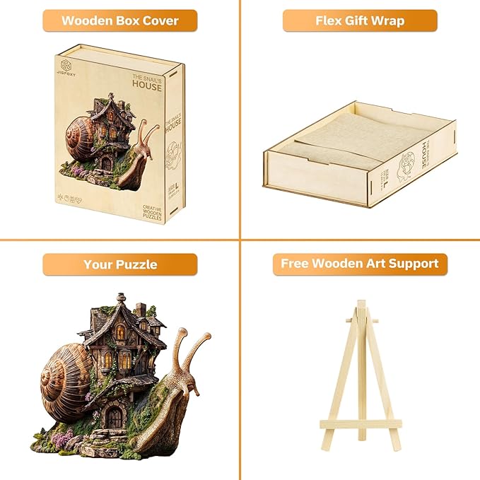 Jigfoxy Wooden Puzzles for Adults, The Snail's House Wood Puzzles Adult, Unique Animal Shape Wooden Jigsaw Puzzles for Adults, Birthday Gifts for Puzzle Lovers, Family, Friend (M-11.3 * 10.5in-168pcs)