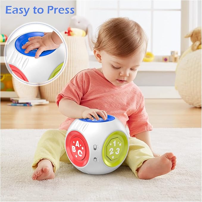 Bilingual Educational Toys for 1 Year Old Boy Girl, Musical Learning Cube Baby Toy 6-9-12-18 Month, Christmas Birthday Gift for 1 Year Old Boy Girl