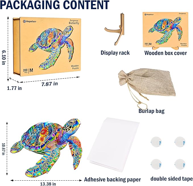 Wooden Jigsaw Puzzles, 300 Piece Sea Turtle Wood Puzzles, Wooden Puzzles for Adults and Teenagers, Uniquely Shaped Pieces, Challenging Puzzles for Puzzle Lover, Premium 5mm Wood