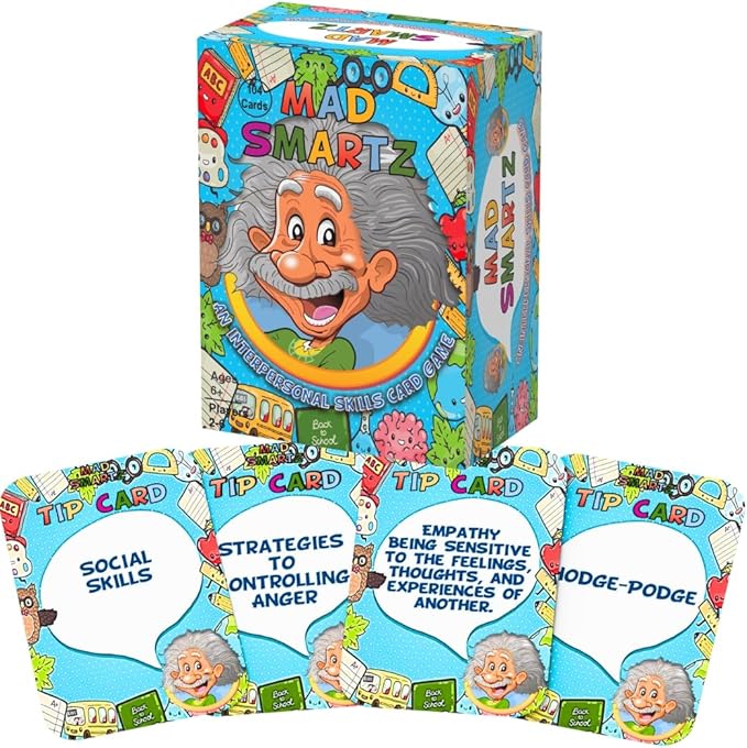 Thought-Spot Mad Smartz Social Skills Anger Management Card Game Teaches Interpersonal Skills Emotional Regulation Autism ADHD Learning Tool Educational Therapy Game Counseling Kids Teens CBT Tool
