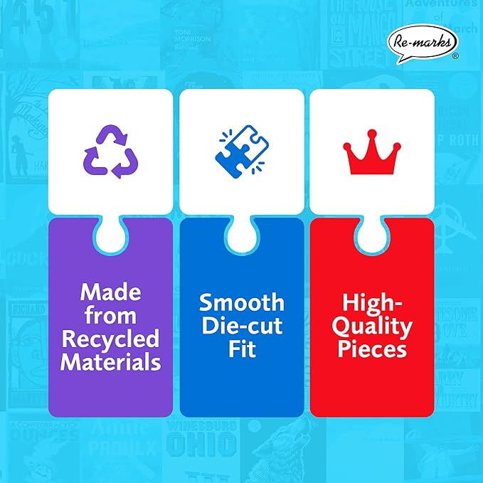 Re-Marks Great American Novels 1000-Piece Puzzle for All Ages, Family Jigsaw Puzzle