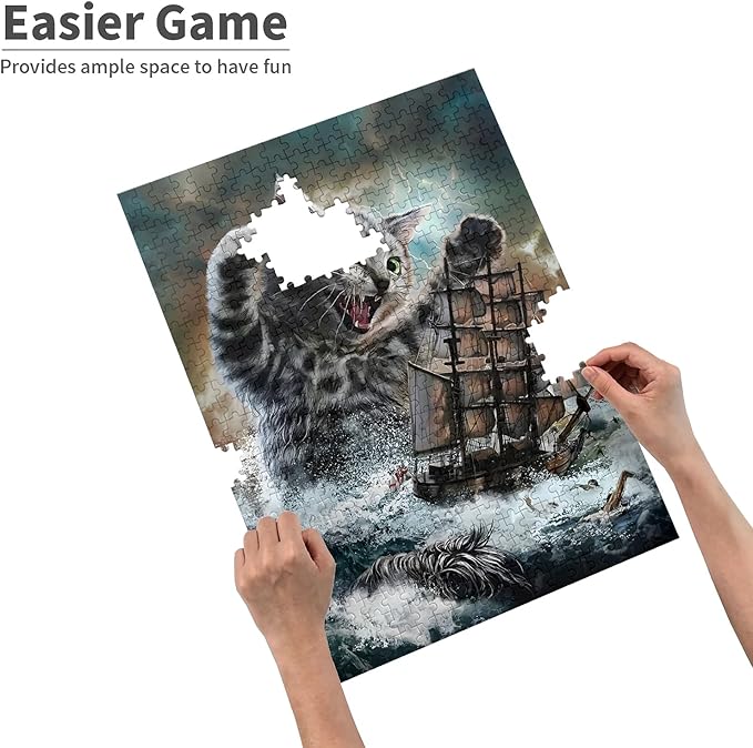 Sea Monster Titan Cat，300 Pieces. Wooden Puzzle,Stress Relief Toys Children's Learning Supplies Puzzle Toys Parenting Games Great Gifts Jigsaw Puzzles Size:15.7x11 in and 1:1 Original Picture Poster