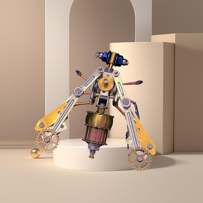 Metal Insect Bug Mechanical Steampunk Sculptur Insect Clockwork 3D Steampunk Metal Puzzle Kits for Adults (Mechanical Insect)