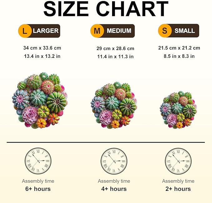 Wooden Puzzles for Adults, Cactus and Succulents Wooden Jigsaw Puzzle 3D Visual Effect Unique Shape Plant Wood Puzzles Adult, Birthday Gifts for Puzzle Lovers Family Games (M-11.4 * 11.3in-200pcs)