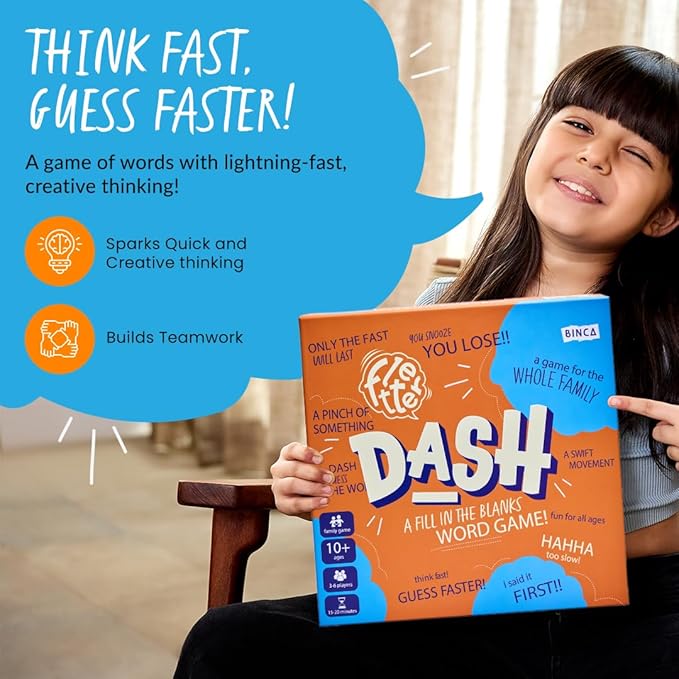Fletter Dash, A Fun Fill-in-The-Blanks Strategic Word Card Game for All Ages | Fun and Strategic Word Game | Test Vocabulary and Concentration | A Gift for Ages 7, 8, 9, & 10 Years (3-6 Players)