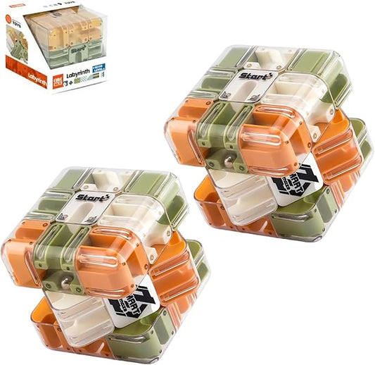 Puzzle Maze Cube, Large 3D Labyrinth Cube Game - Engaging Brain Teaser Toy, Puzzle Maze Ball Fidget Toy for Adults & Kids, Sensory Toys for Logic Development & Anxiety Relief (2PCS)