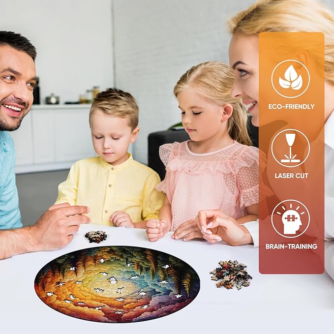 Ruikiyart Wooden Puzzles for Adults, 5MM 500 Pieces Forest Wooden Jigsaw Puzzles, Unique Shape Tree Puzzle for Kids and Adults on Birthday, Thanksgiving, Christmas (16.5”x16.5”)