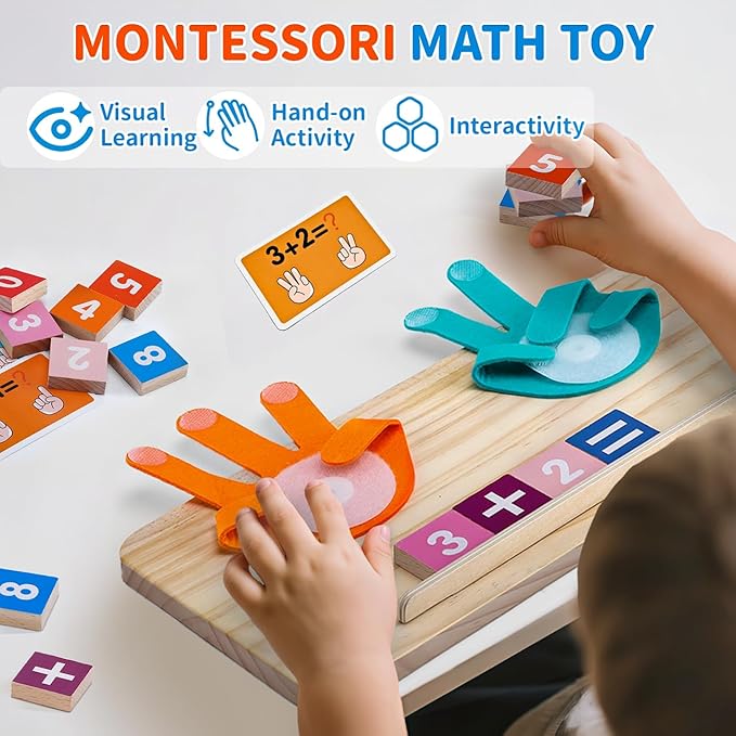 SEPHIX Montessori Math Toys for 3-5 Year Olds – Wooden Preschool Learning Toys with Number Blocks, Sensory Counting Board & Tracing Stylus – Kindergarten Educational Manipulatives Gift for Boys Girls