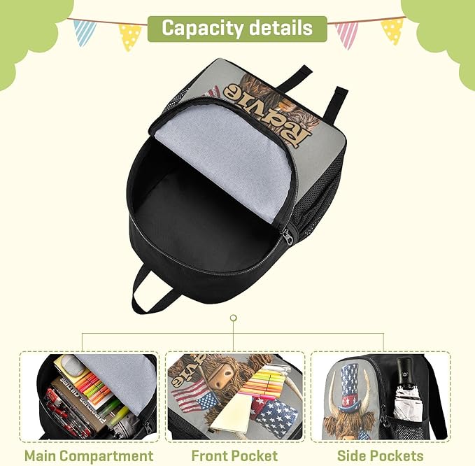 Cow Flag Gray Toddler Backpack for Boys Girls 3-6 Mini Backpacks for Elementary Lightweight Kids Bookbag for Preschool Kindergarten for Travel