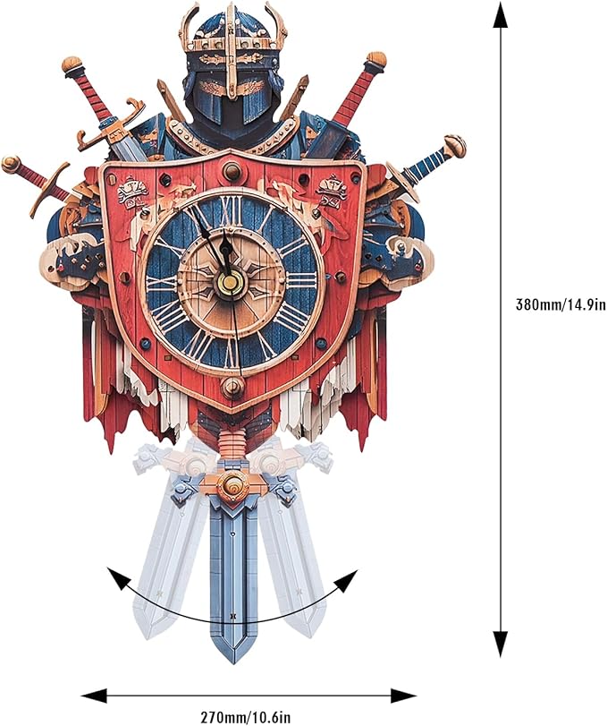 3D Wooden Puzzles for Adults - Knight Clock, Wooden 3D Mechanical Wood Model Kit, Good Gifts Idea for Family and Friends, DIY Model Kits for Home Decor