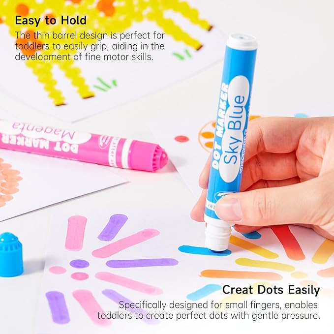 Shuttle Art Dot Markers, 20 Colors Washable Markers for Toddlers,Bingo Daubers Supplies Kids Preschool Children, Non Toxic Water-Based