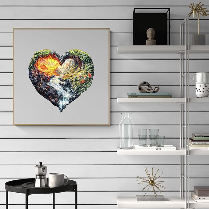 KAAYEE Wooden Puzzles for Adults, 3D Visual Effect Eternal Flow Wooden Jigsaw Puzzle Unique Shape Wood Puzzle Adult, 3D Effect Flat Puzzle Birthday Family Game (M-11.4 * 11.1in-180pcs)