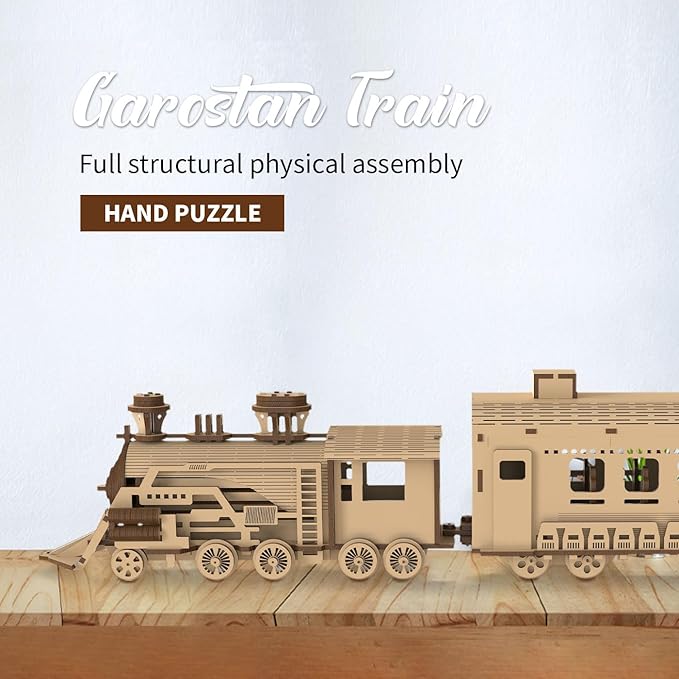 3D Wooden Puzzles for Adults, 242 PCS 3D Puzzles for Adults- Brain Teaser Wooden Puzzles for Father/Son, Gifts for Fathe/Son, Decompression 3D Puzzle Wood Models Kits (2.Locomotive Train)