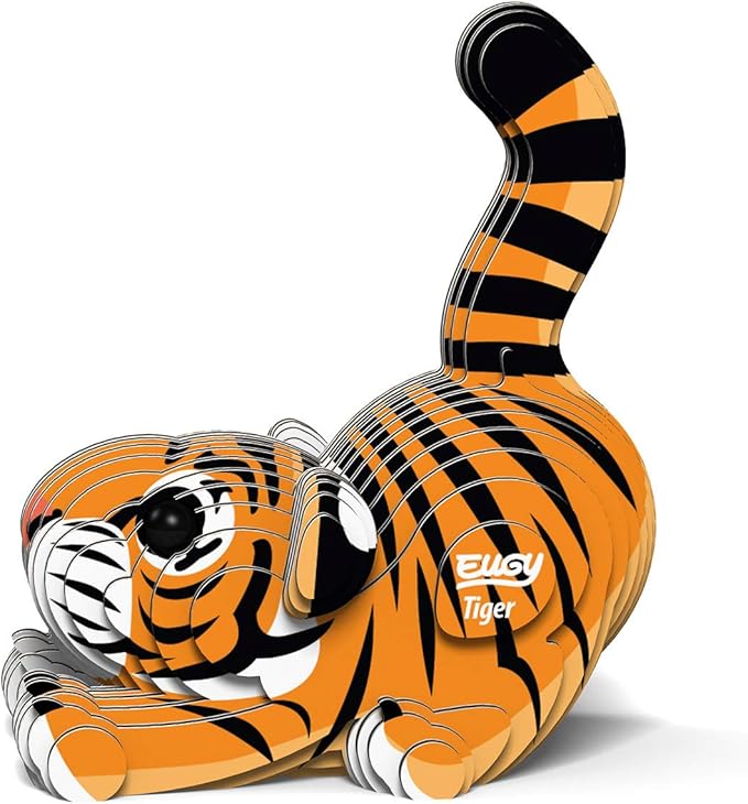 Eugy Tiger 3D Puzzle - 34 Piece Eco-Friendly Educational Toy Puzzle for Boys, Girls & Kids Ages 6+