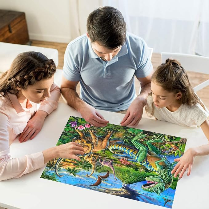 Puzzles for Kids Ages 4-8 Year Old,100 Piece Dinosaur Jigsaw Puzzle for Toddler Children Learning Educational Puzzles Toys for Boys and Girls - Every Piece is Unique…