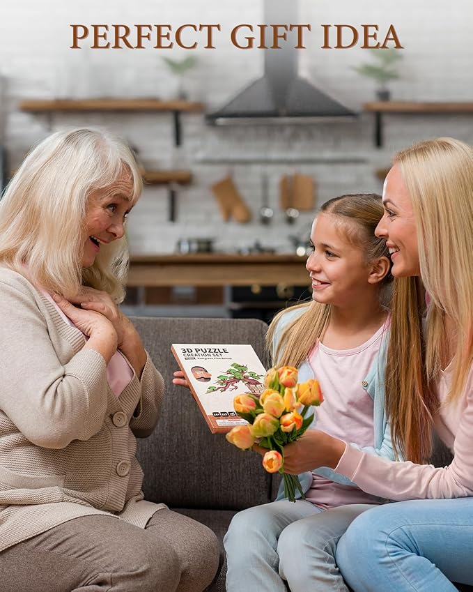 3D Wooden Puzzle for Adults - Evergreen Pine Bonsai, DIY Wood Model Kit, Creative Craft Kit, Unique Gift and Home Decor for Nature Lovers (115PCS)