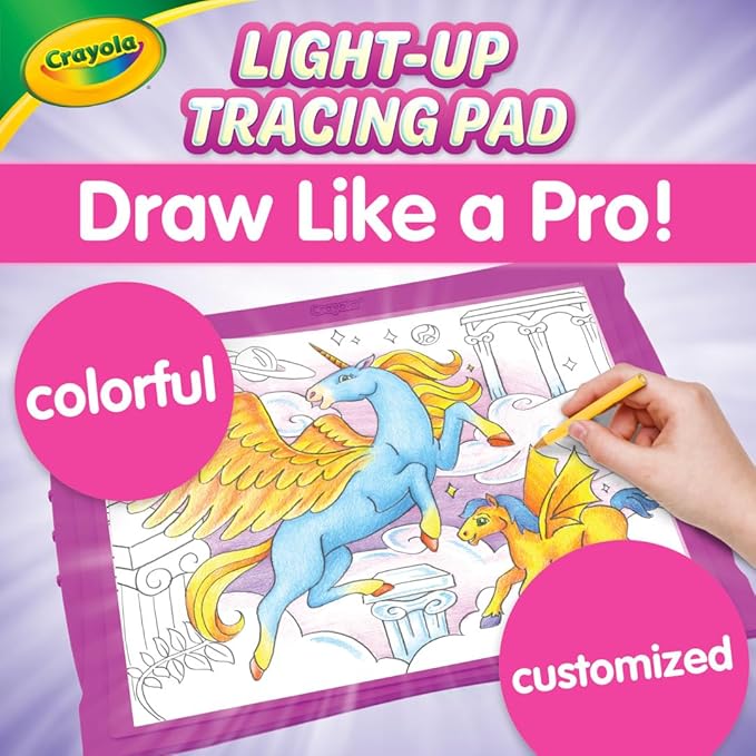 Crayola Light Up Tracing Pad Pink, Best Birthday, Holiday & Christmas Gifts for Girls & Boys, 6, 7, 8 Year Olds, Kids Toys, Light Box Art Kit for Kids [Amazon Exclusive]