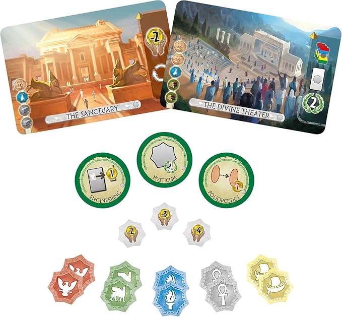Asmodee 7 Wonders Duel Pantheon Board Game Expansion - Intense Two-Player Battles in The Ancient World, Strategy Game for Kids and Adults, Ages 10+, 2 Players, 30 Minute Playtime