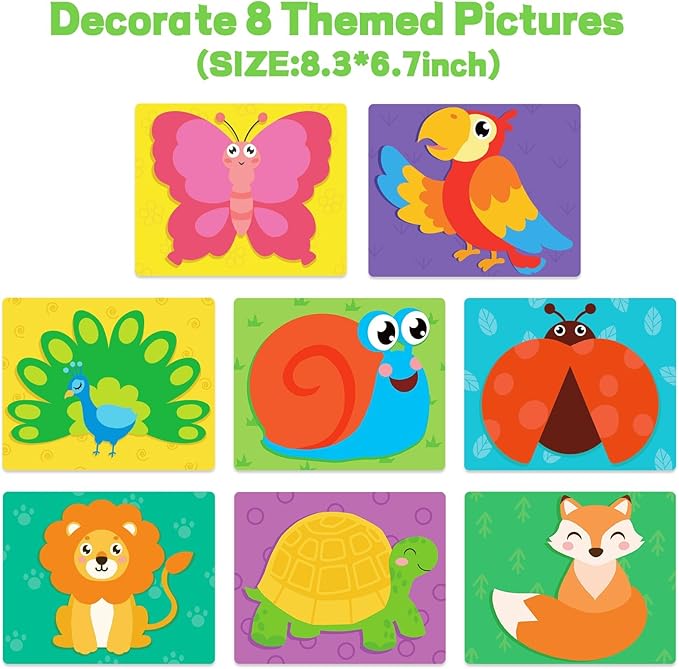 Foam Stickers Art Craft Activity for Kids, No Mess Fun 3D Foam Sticker,DIY Felt Craft Kits, Creative Educational Learning Toy,Travel Game Gifts for Boys & Girls Ages 3 4 5 6 7 8 (Animal)