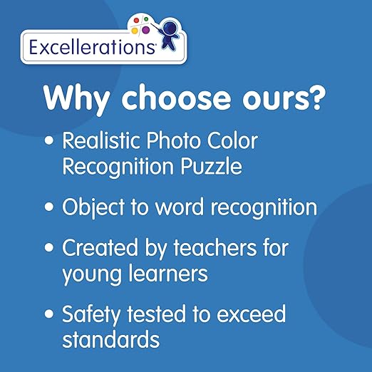 Excellerations Color Puzzles - Set of 8, Wooden Puzzles Featuring Eight Colors, Real Photographs, Early Learning, Color Recognition, Fine Motor Skills, Preschool Puzzles