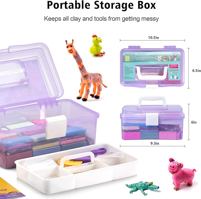 Aestd-ST Polymer Clay 72 Colors, Modeling Clay for Kids, Non-Sticky Easy to Shape Oven Bake with Sculpting Tools, Holiday Gift for Kids and Artists.