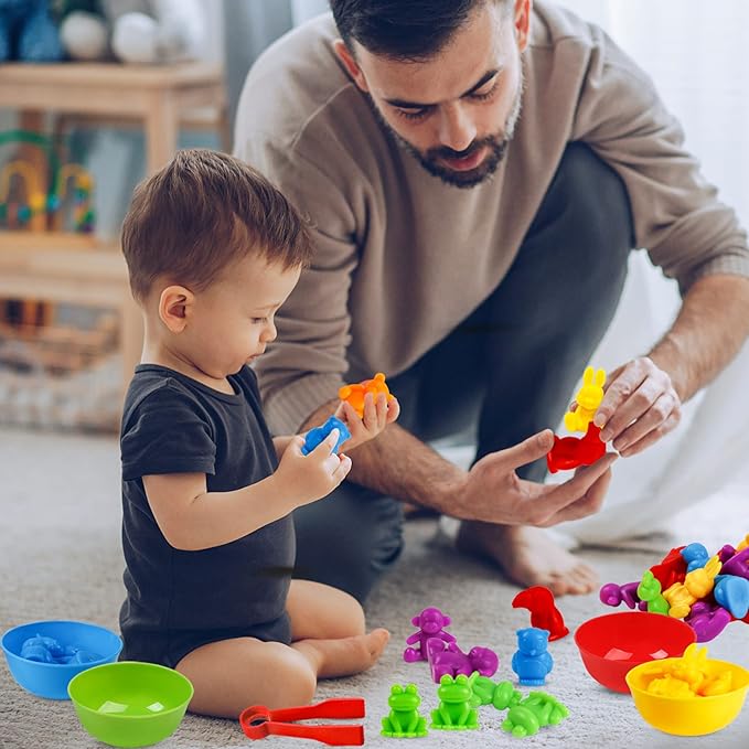 RAEQKS Counting Sorting Toys Matching Stacking Toys With Bowls Preschool Learning Activities For Math Montessori Fine Motor Skills Sensory Animals Toy Sets Gift for Toddlers Kids Boy Girl Aged 3+ Year