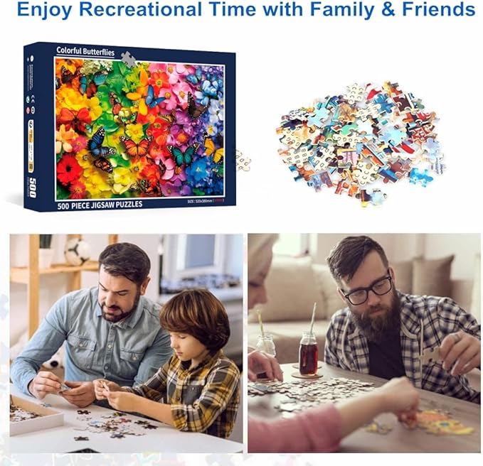 500 Piece Puzzles for Adults Colorful Butterflies 20.5 x 15 Inch 500 Piece Jigsaw Puzzles for Kids Adults Puzzles 500 Pieces for Adults Holiday Educational Challenge Toy