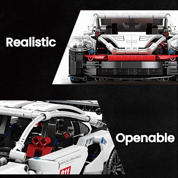 1226-piece Car Building Kit with Motor - 1:14 Scale Model Car Kits for STEM Learning, Includes Remote Control Car, Scissor Doors & Detailed Design, Educational RC Cars Gift