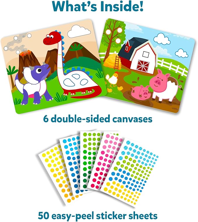 Skillmatics Dot It Sticker Art - Animals & Dinosaurs Combo, Mess-Free Fun for Kids, 750+ Stickers, Craft Kits, DIY Scrapbooking Activity, Travel Toys, Gifts for Ages 3, 4, 5, 6, 7