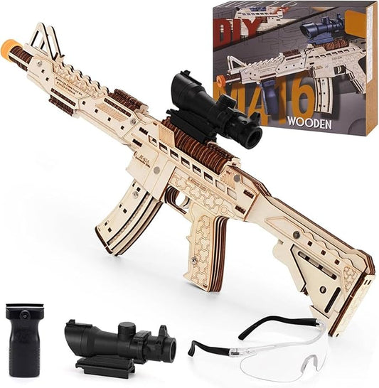 3D Wooden Puzzles for Adults, Wooden 3D Puzzle M416 Model Electric Toy Building Model Kits with Sight and Goggles, DIY Wood Crafts Cool Toys Unique Gifts Hobbies for Men Women Teens