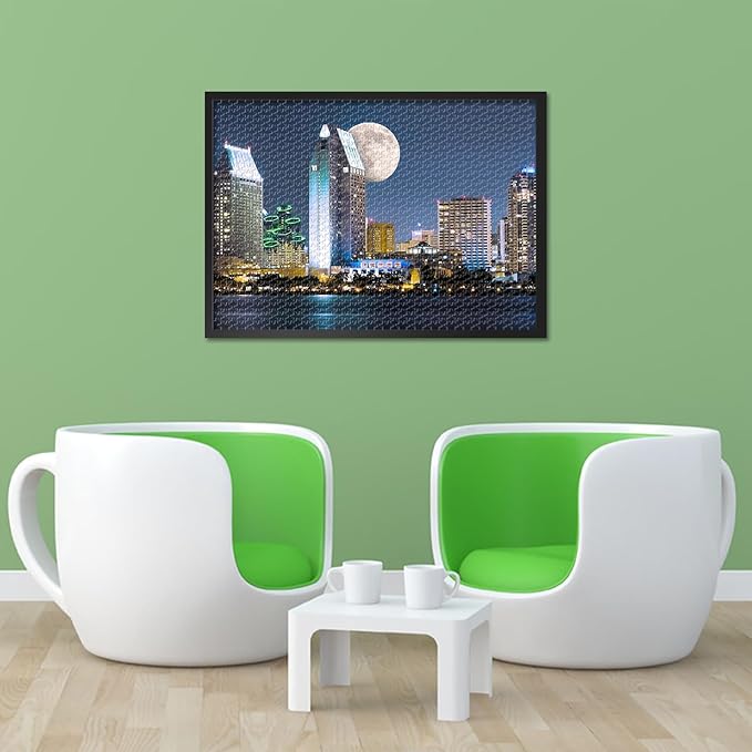 Puzzles for Adults 1000 Pieces - Jigsaw Puzzles San Diego Downtown Cityscape, 27.5x19.7 Inch California Skyline Hard Challenging Puzzle Family Game for Men & Women (Home Decor Gift)