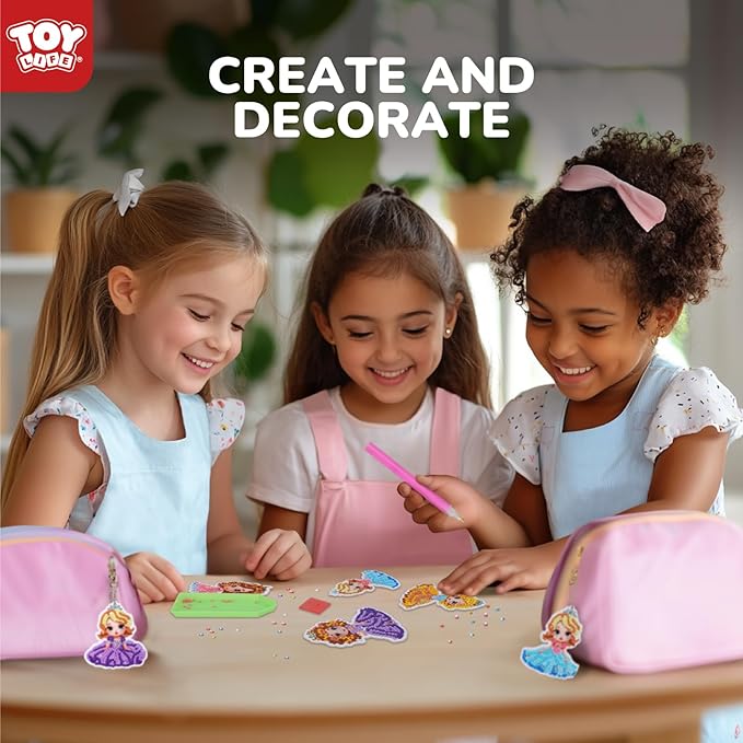 TOY Life Diamond Art Kits for Kids, 9PCS DIY Princess Diamond Painting Kits Keychains for Girls, Diamond Dots Gem Art for Kids 6-8 8-12