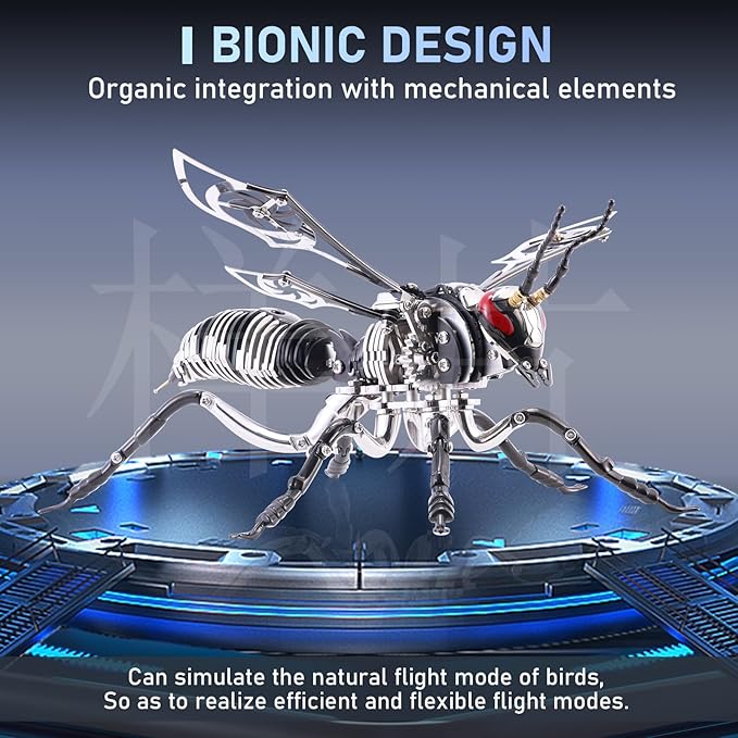 3D Puzzles for Adults, Bumblebee Metal Assembly Jigsaw Game with Steel Mechanical Engineering, Advanced DIY Crafts for Relief & Collection（Black） (Black)
