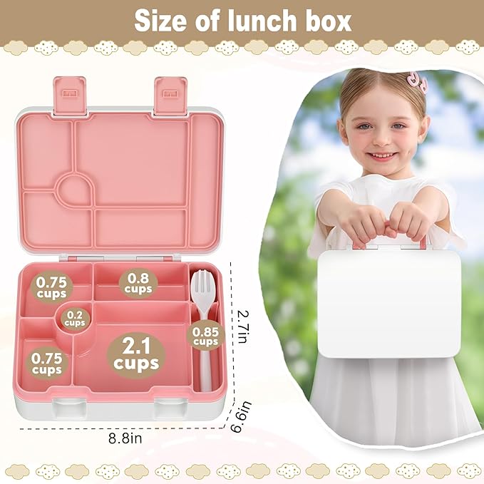 Chill Bento Lunch Box for Kids Adult with Ice Pack Keep Food Cold Fresh 5-Compartment Reusable Leak Proof Lunch Container for Girl Boy School Dishwasher & Freezer Safe