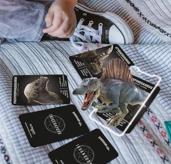 Dinosaur 4D+ Augmented Reality Cards – 20 3D Dinosaurs with Free App, Educational Gift for Kids Ages 5+, Ideal for Classrooms, Homeschooling, STEM Learning and Easy to Use on Phones or Tablets