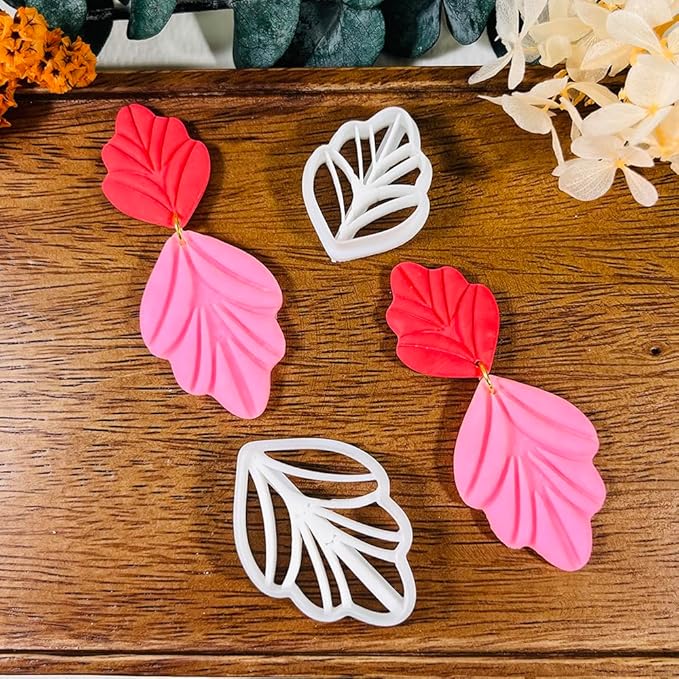 Polymer Clay Cutters Leaf & Feather Shapes – 2 Sizes Clay Earring Cutters for Polymer Clay Jewelry, Molds and Tools for DIY Dangle Earrings