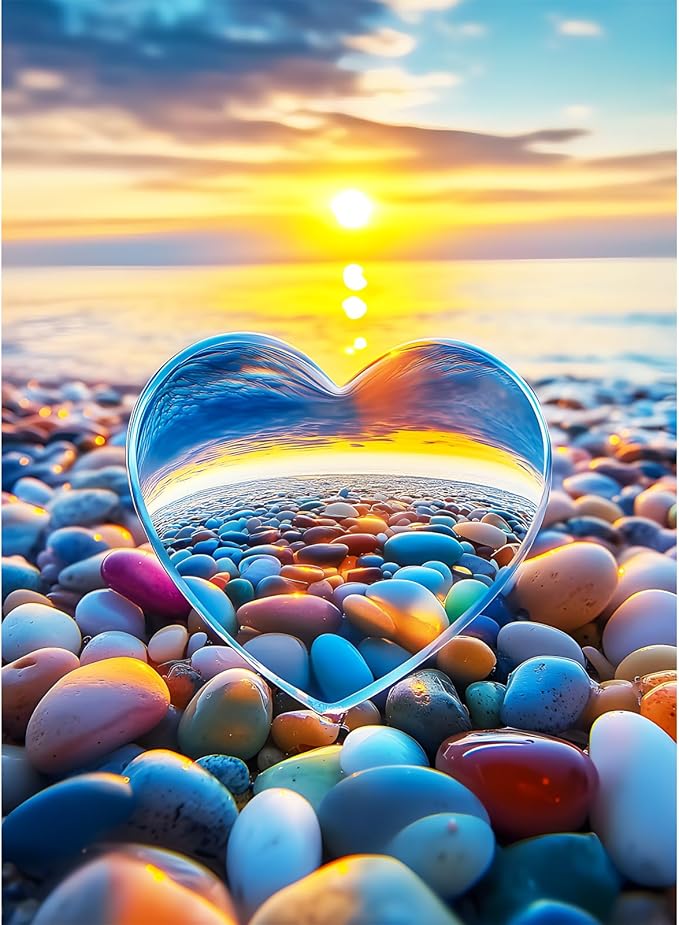300 Piece Puzzles for Adult, Sunset Beach Jigsaw Puzzles 300 Pieces for Adults Kids Senior, Love Cobblestone Theme Adult Jigsaw Puzzles, Challenging Family Fun Puzzle Activity Game Gift 20.5 X 15 in