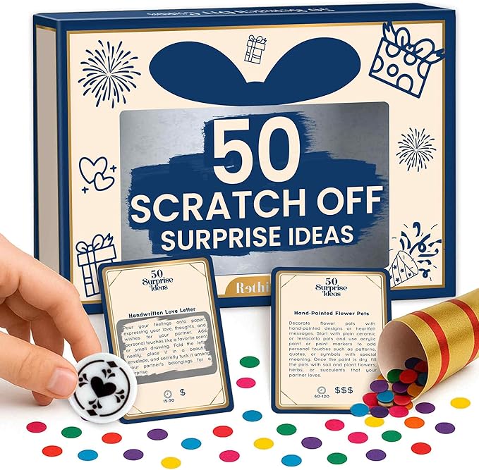 QUOKKA 50 Surprise Ideas Gifts for Couples – Romantic Scratch-Off Couple Gifts for Him and Her – Fun & Romantic Cards to Reconnect, Laugh & Explore Together – Birthday Wedding Anniversary Idea (Set 1)