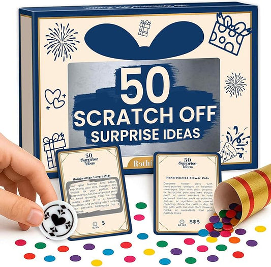 QUOKKA 50 Surprise Ideas Gifts for Couples – Romantic Scratch-Off Couple Gifts for Him and Her – Fun & Romantic Cards to Reconnect, Laugh & Explore Together – Birthday Wedding Anniversary Idea (Set 1)