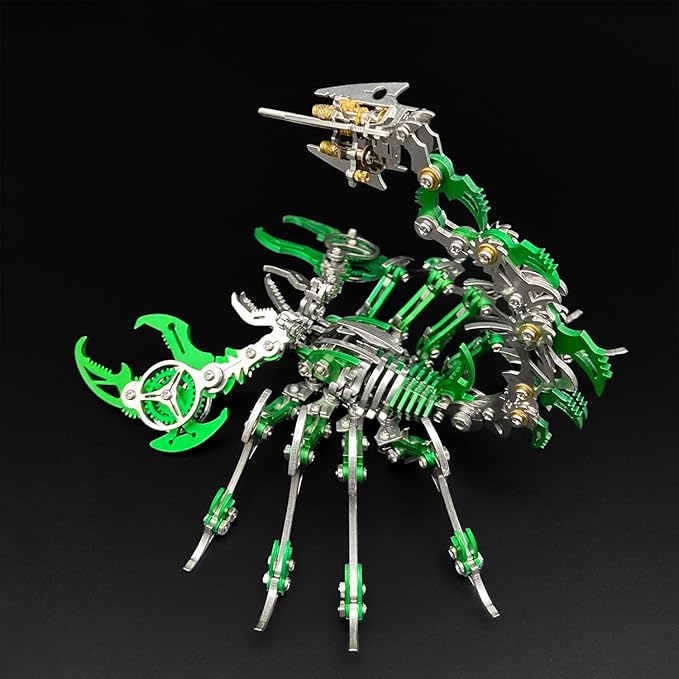 3D Metal Model Kits,3D Metal Puzzle for Adults Mechanical Scorpion King Green Steel Warcraft Collection DIY Animal Brain Teasers Simple 3D Puzzles for Adults.
